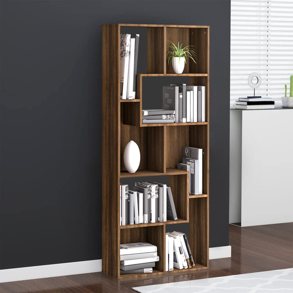 vidaXL Book Cabinet, Book Cabinet Open Shelf Bookcase, Wall Bookshelf for Office Living Room, Shelving Unit, Scandinavian, Black Engineered Wood