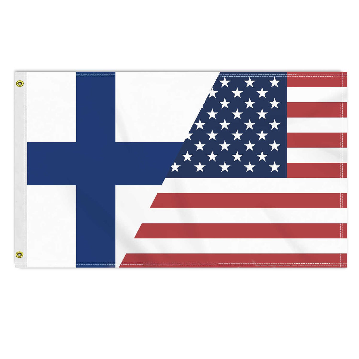 3  5 Ft Usa Finland Flag, Large 150D America Finish Outdoor Banner,Double Side Printing American Decor For Patio Garden With Bra