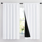 Nicetown White 100% Blackout Curtains For Bedroom, 2 Thick Layers Completely Blackout Rod Pocket Thermal Insulated Drapes For Ki