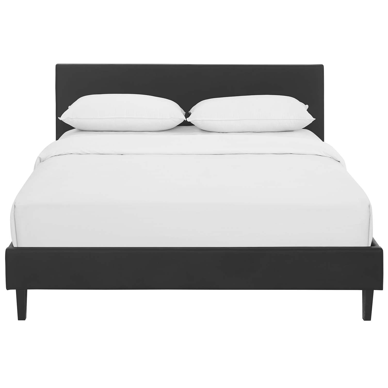 Modway Anya Upholstered Black Faux Leather Full Platform Bed With Wood Slat Support