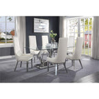 Acme Gianna Dining Table in Clear Glass and Stainless Steel