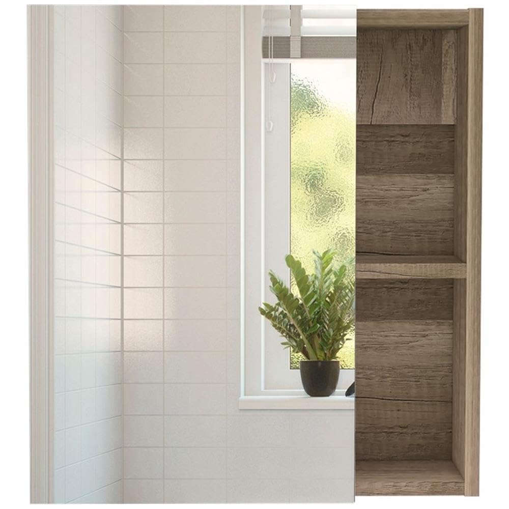 Tuhome Labelle Medicine Cabinet with Mirror, Five Internal Shelves, Single Door -Pine