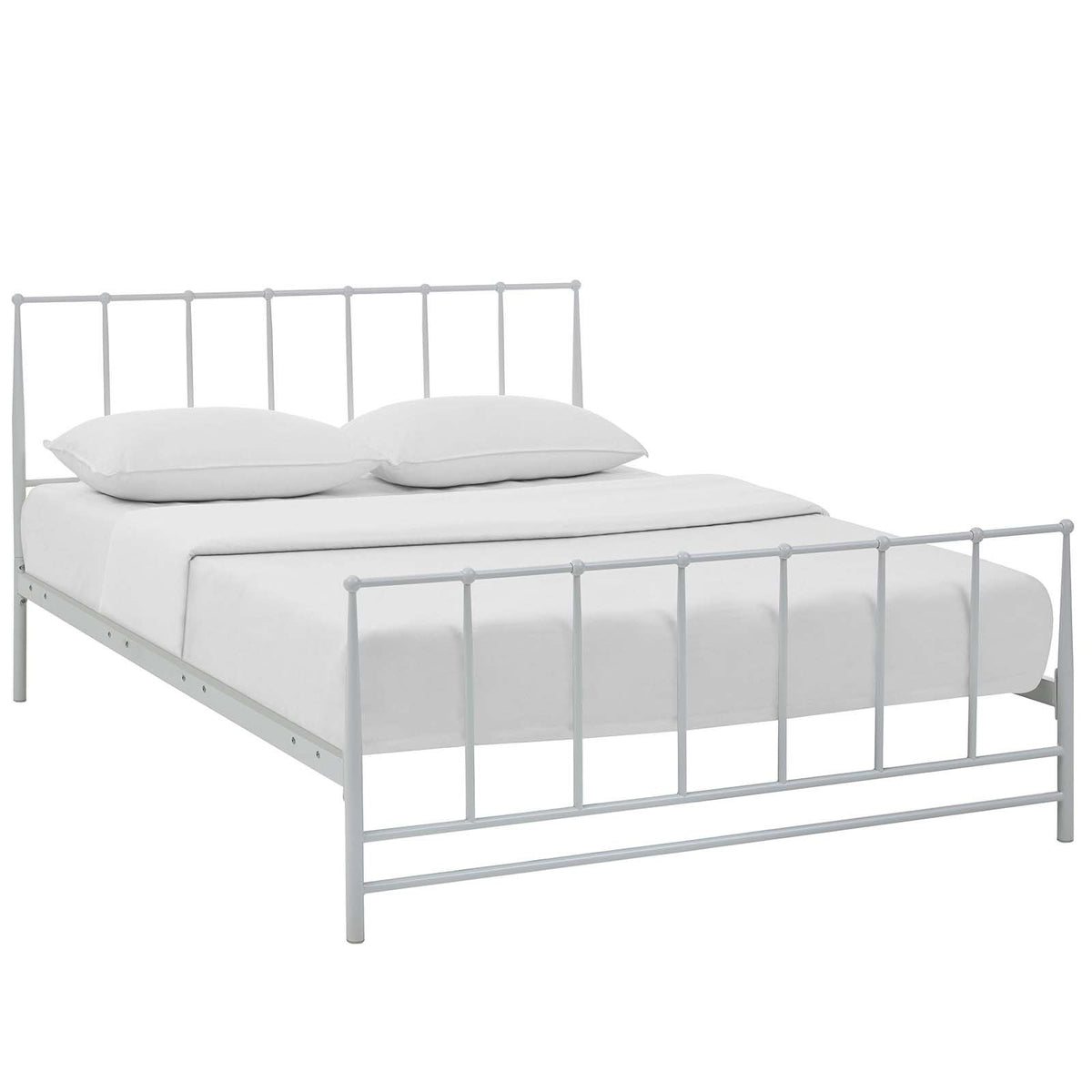 Modway Estate Steel Metal Queen Platform Bed With Metal Slat Support In White