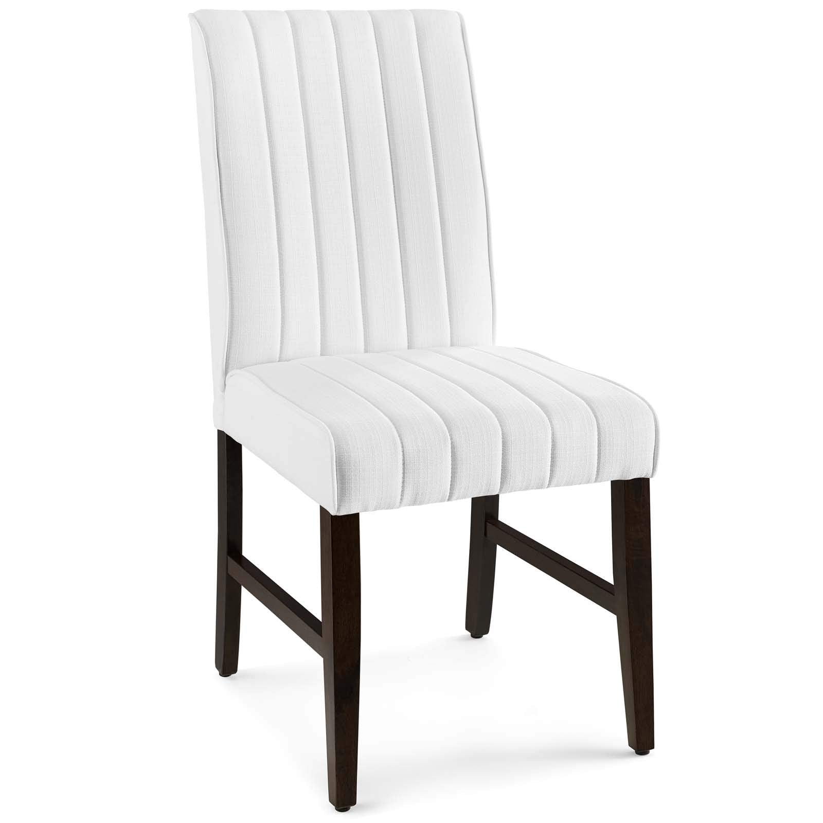 Modway Motivate Channel Tufted Upholstered Fabric Dining Side Chair, Set Of 2, White
