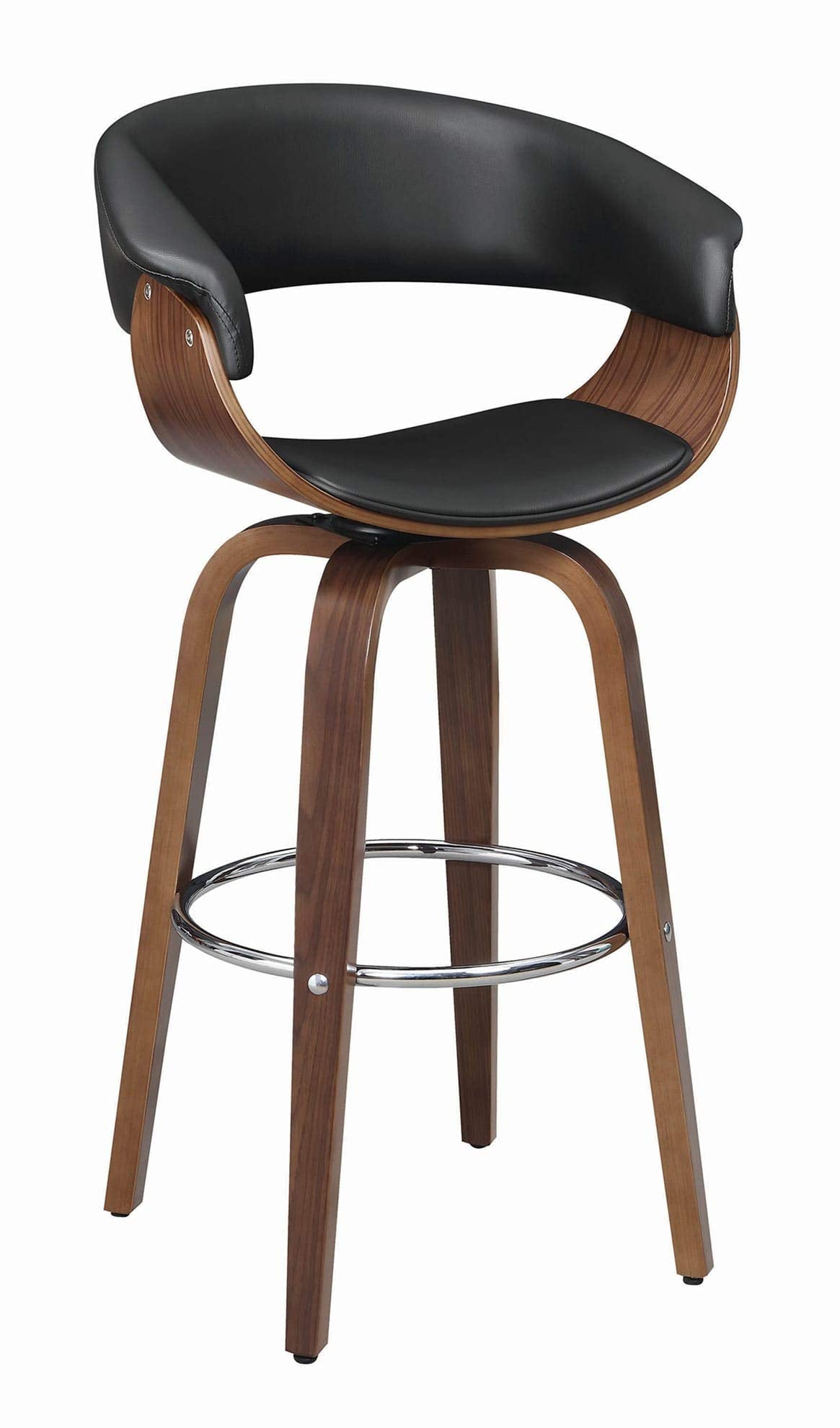Benjara Leatherette Wooden Swivel Bar Stool With Spider Legs, Brown And Black