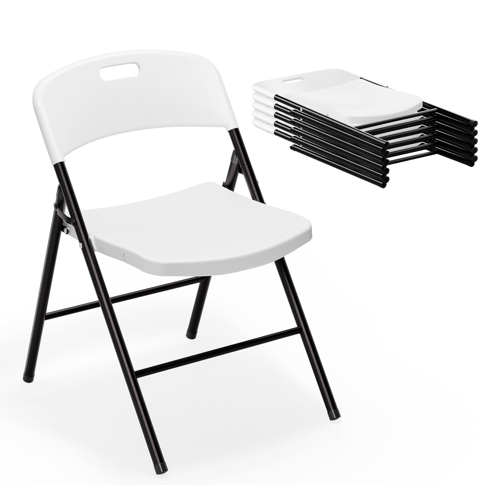 VINGLI Folding Chairs, Plastic Foldable Chair, Capacity up to 350 lbs, Portable Seating for Indoor Outdoor Events Parties Campin