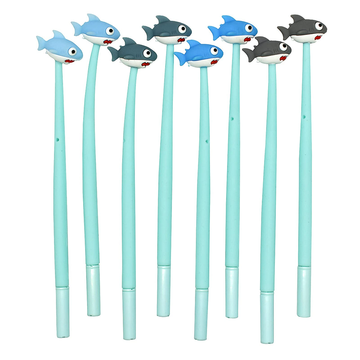 Lopenle 24Pcs Cute Shark Pens Silicone Wiggle Shark Pen Marine Animal Gel Pen 0.5Mm Black Ink For School Home Office Stationery