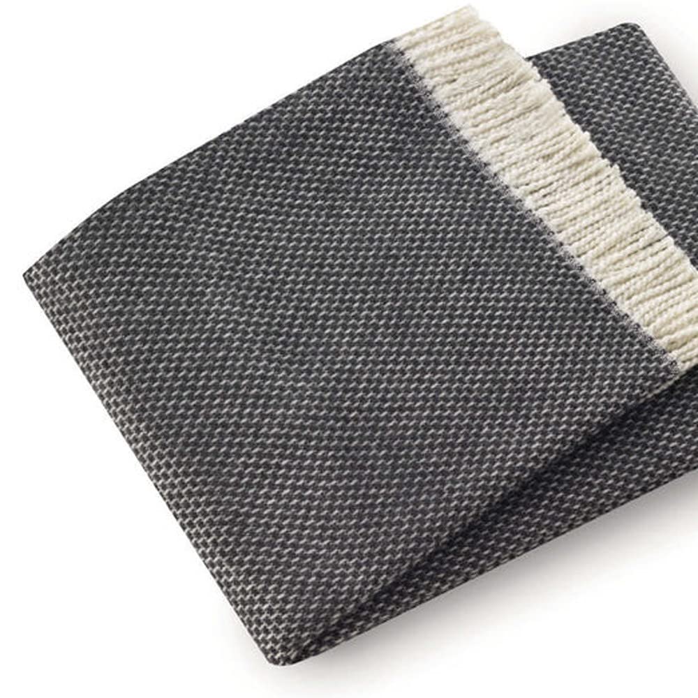 HomeRoots Cotton/Acrylic Soft Dark Gray Links Pattern Throw Blanket