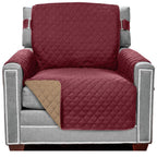 Sofa Shield Patented Chair Slipcover, Reversible Tear Resistant Soft Quilted Microfiber, 23” Seat Width, Durable Furniture Stain Protector With Straps, Washable Cover For Dogs, Kids, Burgundy Tan