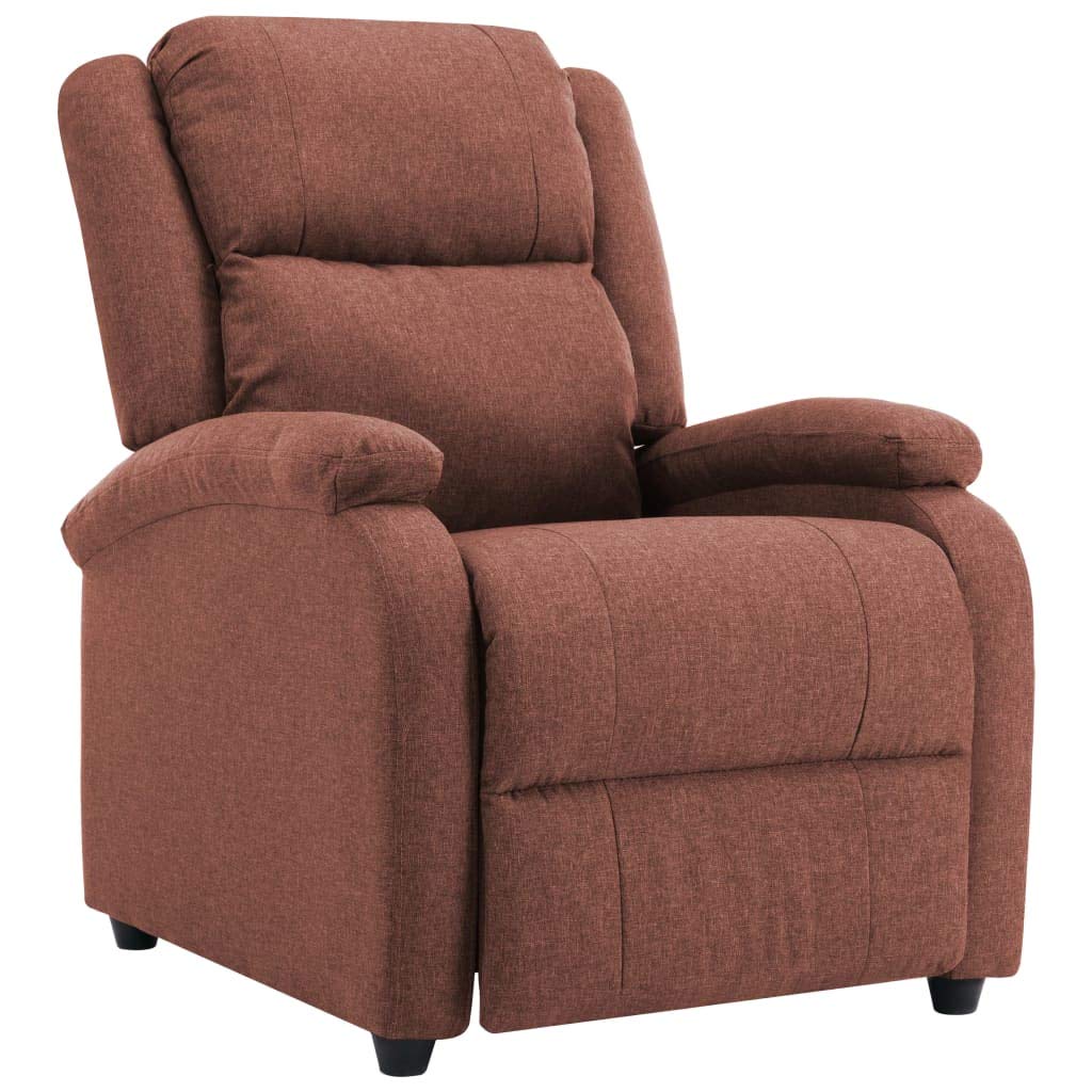vidaXL Brown Fabric Recliner Chair - Comfortable and Adjustable Relaxing Armchair with Sturdy Wood and Metal Frame - Ideal for Living Room, Bedroom and Office
