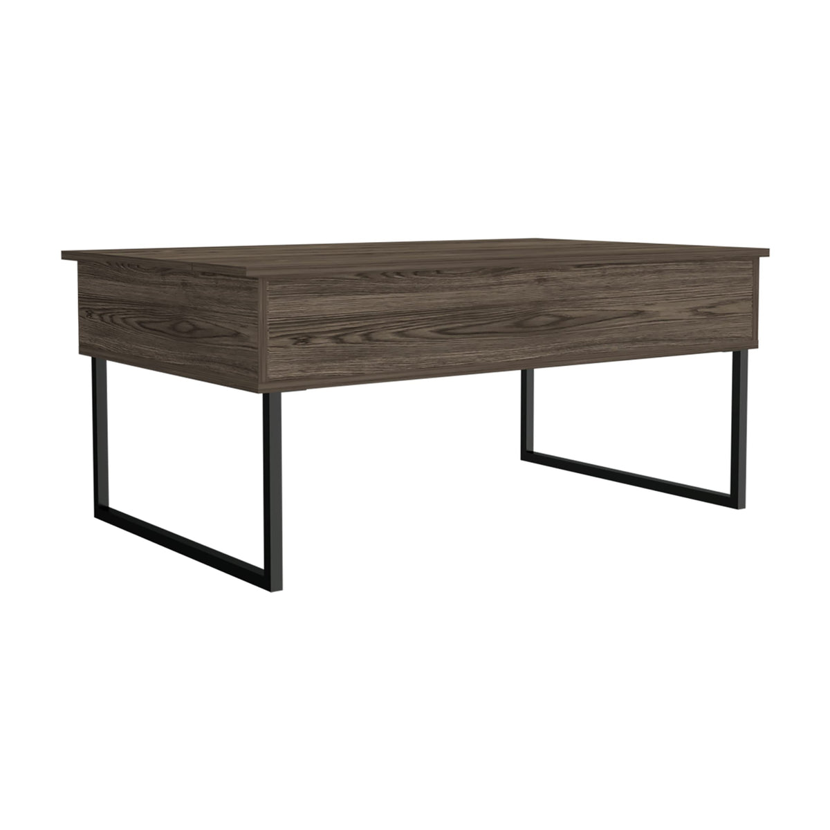 Viena Lift Top Coffee Table, Flexible Shelf, 2 Legs, Dark Walnut