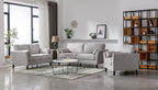 Lilola Home Damian Light Gray Velvet Fabric Sofa Loveseat Chair Living Room Set