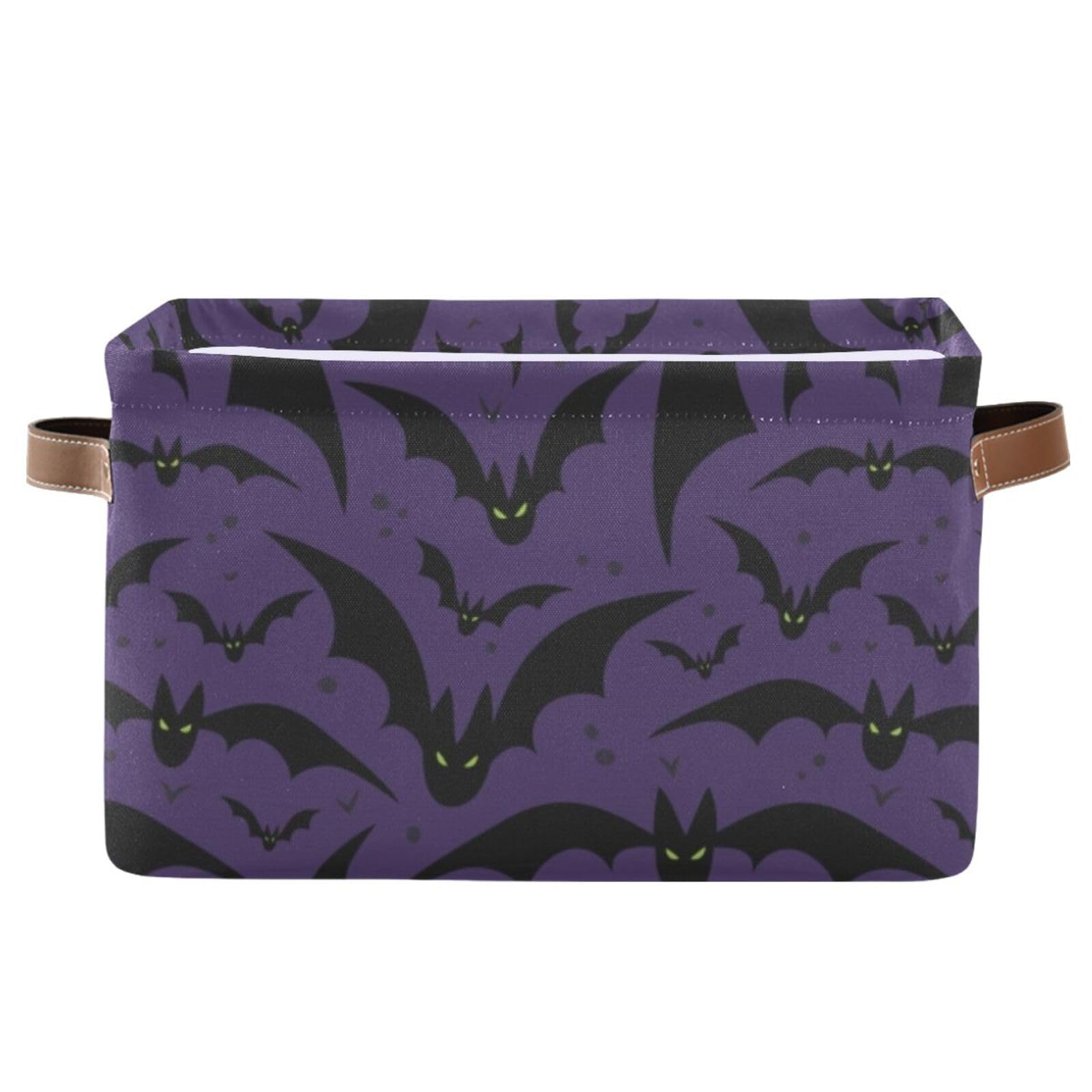 XUWU Storage Basket Bin Halloween with Bat Organizer Basket Collapsible Shelf Basket Cube with handle for Nursery Bedroom Bathro