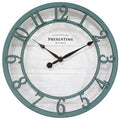 Presentime & Co 10 Farmhouse Series Wall Clock, Shiplap Style, Silent No Ticking, Raised 3D Arabic Numeral, Aged Teal Finish