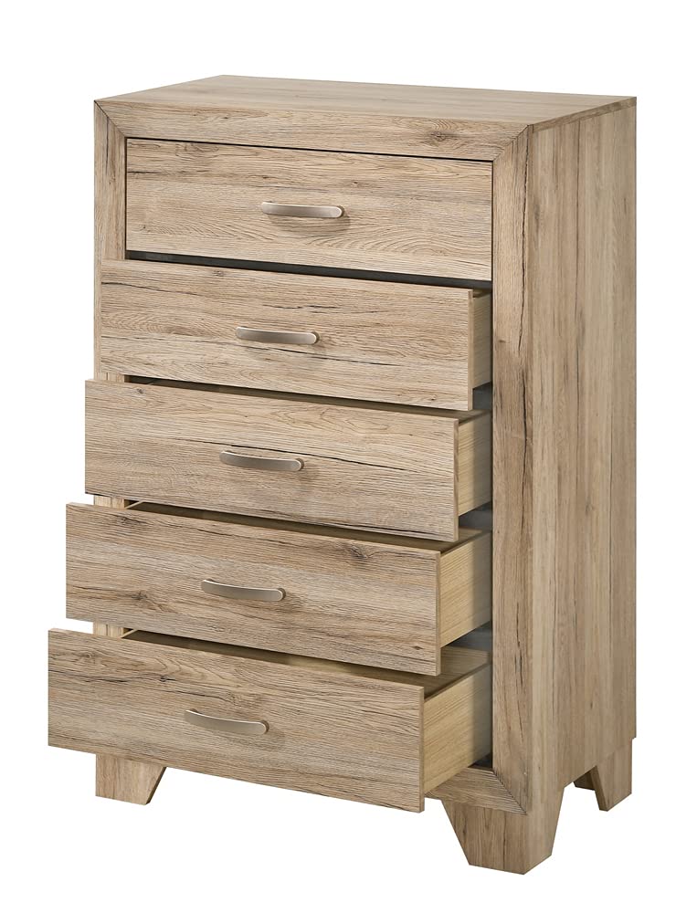 Acme Miquell 5-Drawer Wooden Chest In Natural