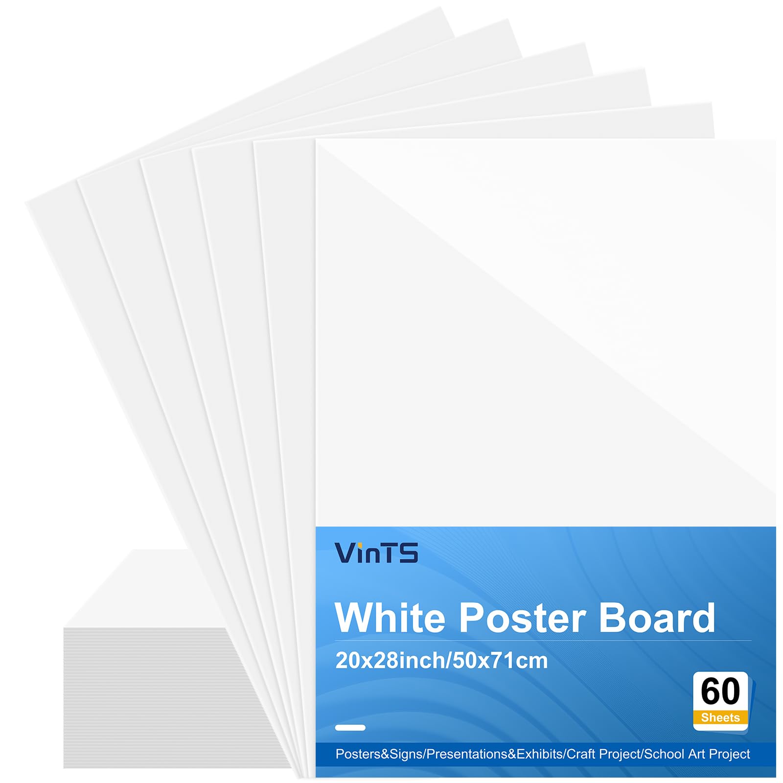 Vints 22X28 White Poster Board, 60Pcs Poster Paper,2 Side Glossy & Matte Thickness Poster Board Bulk For Vision, Science Fair, S