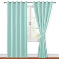Hiasan Blackout Curtains For Bedroom, 60 X 84 Inches Long - Thermal Insulated & Energy Saving Window Curtains For Living Room, 2 Drape Panels Sewn With Tiebacks, Aqua