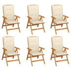vidaXL 6X Solid Teak Wood Reclining Patio Chairs with Cushions Wooden Garden Outdoor Terrace Balcony Dining Reclining Backyard Seat