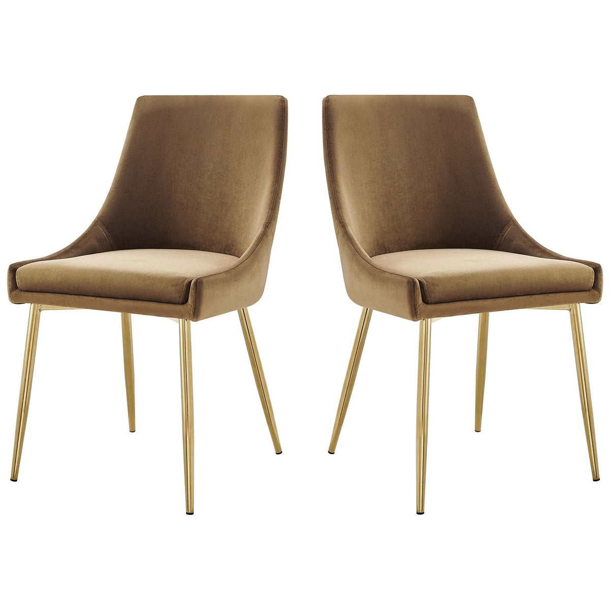 Modway Viscount Performance Velvet Dining Chairs-Set of 2, Cognac