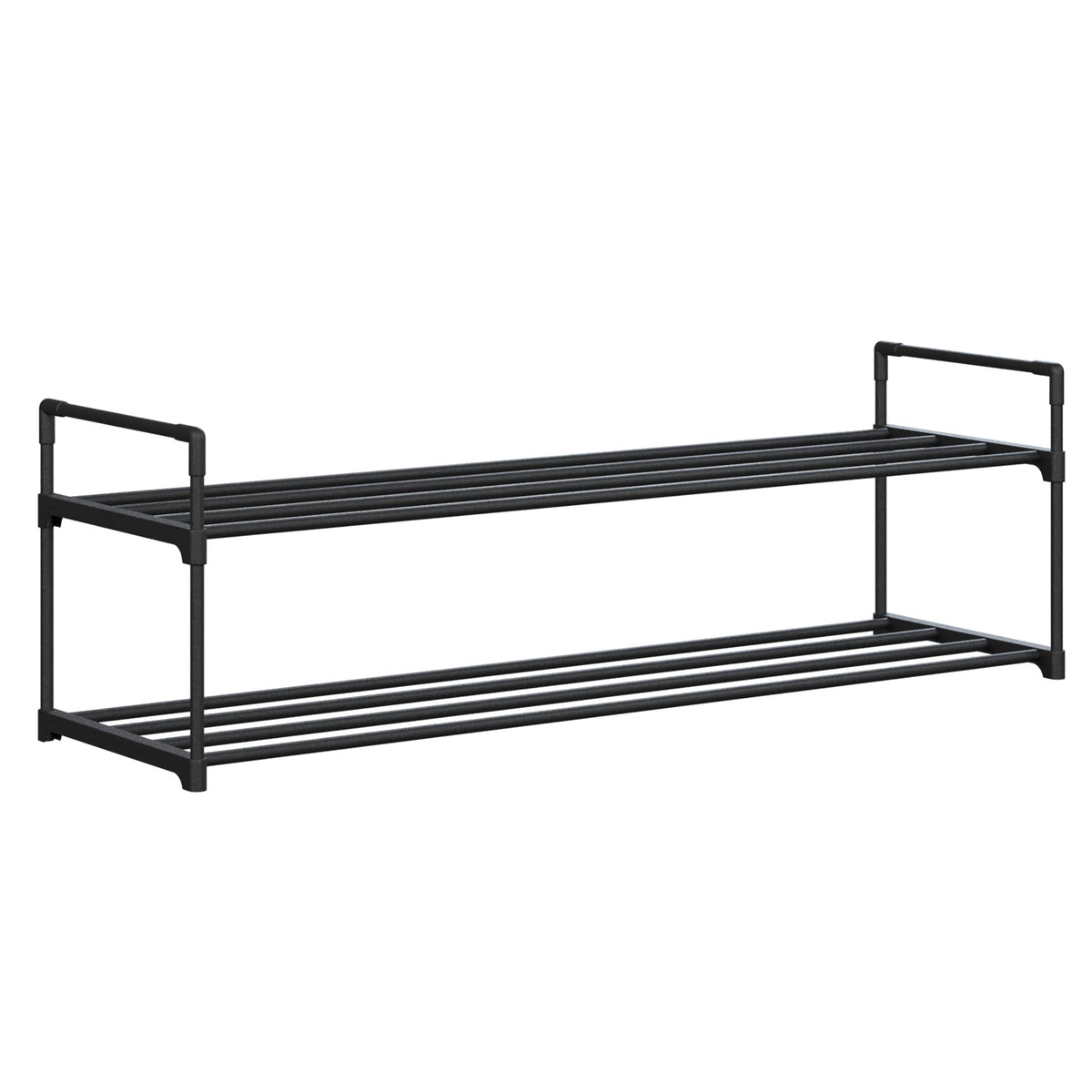 Home-Complete Shoe Rack - 2-Tier Shoe Organizer For Closet, Bathroom, Entryway - Shelf Holds 10 Pairs Sneakers, Heels, Boots (Black)