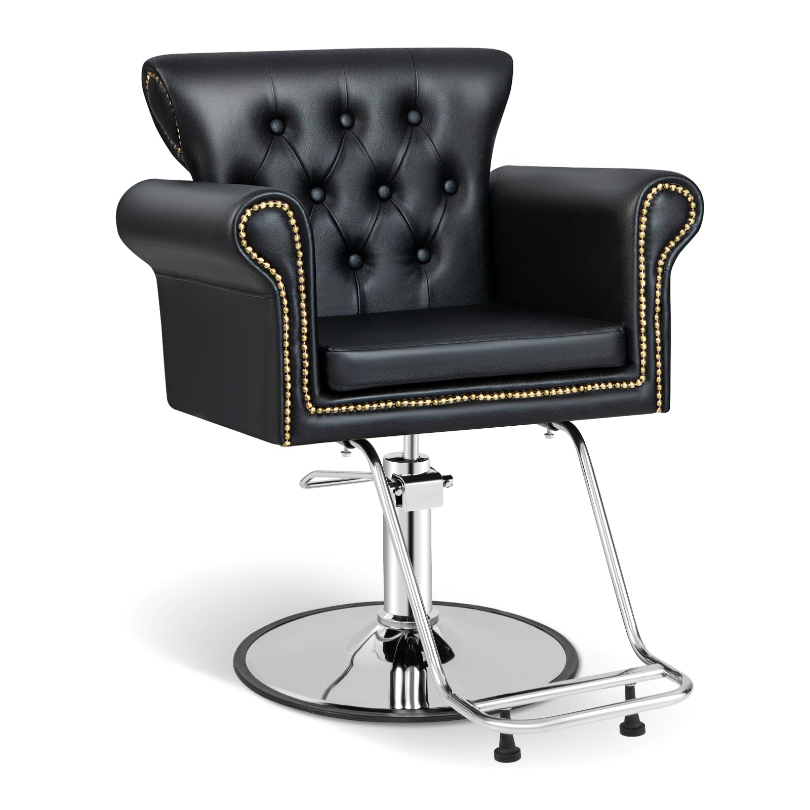 GOFLAME Salon Chair, Adjustable Swivel Barber Chair with Heavy Duty Hydraulic Pump, Spa Beauty Equipment, Button Tufted Hair Sty