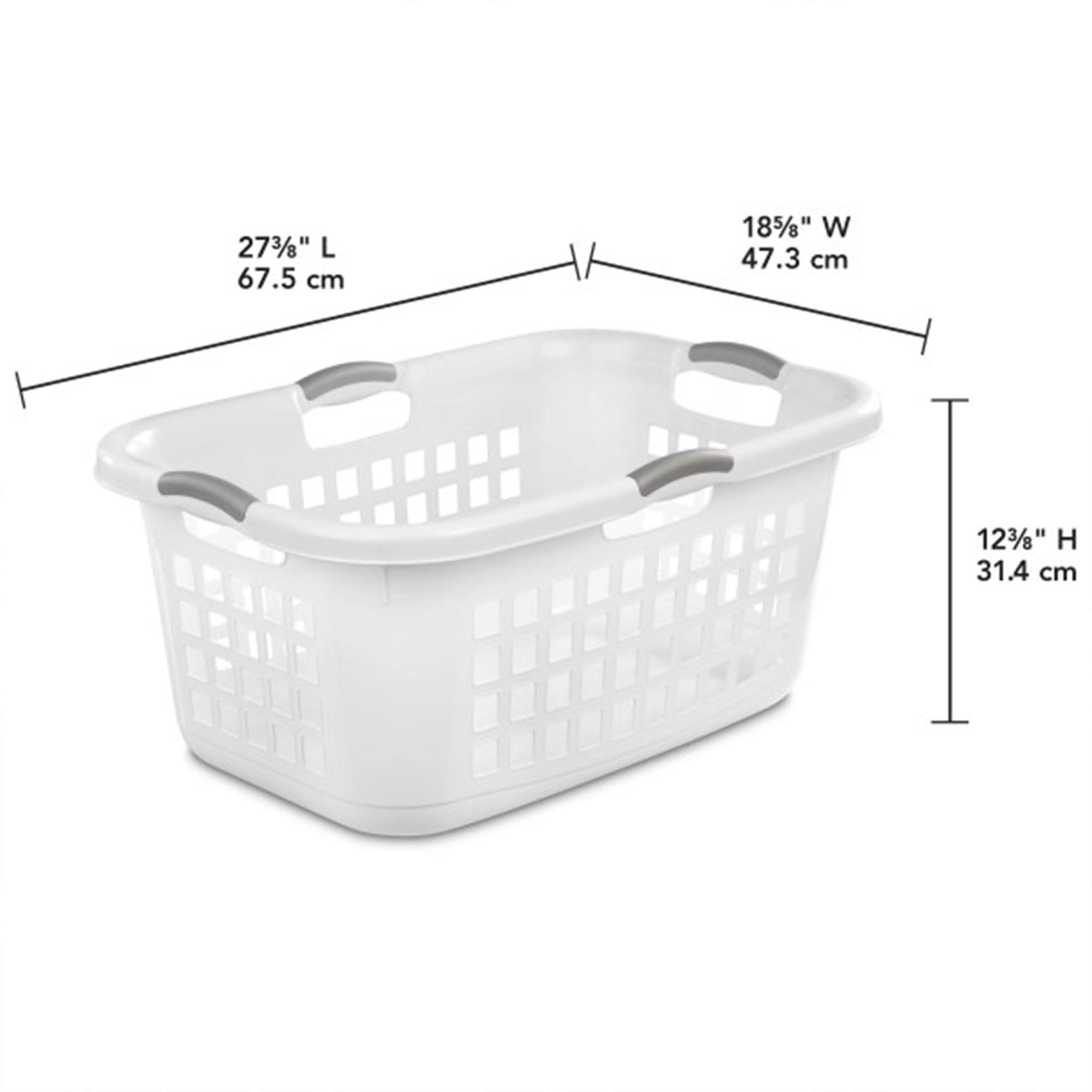 Sterilite 2 Bushel Ultra Laundry Basket, Large, Plastic With Comfort Handles To Easily Carry Clothes To And From The Laundry Roo
