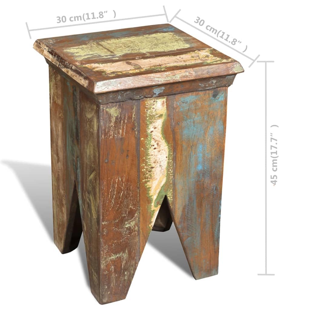 vidaXL Farmhouse-Style Stool - Antique Solid Reclaimed Wood, Durably Handmade and Polished, Environmentally Friendly, Ideal for Home or Café Use