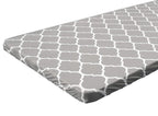 Vinyl Fitted Tablecloth For 6 Ft Rectangle Table, Gray Moroccan Design, Waterproof Elastic Table Cover With Flannel Backed Lining, Fits 30'X72' Folding Table, For Outdoor Picnics/Travel/Holiday/Party