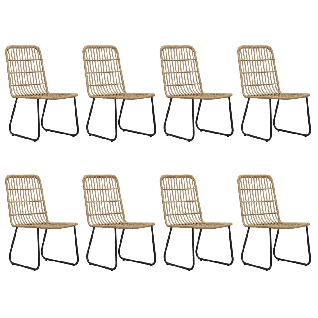 vidaXL Modern Patio Dining Set - 9 Piece Poly Rattan and Glass Table and Chair Set - Easy Assembly, Weather Resistant, Lightweight for Outdoor Use