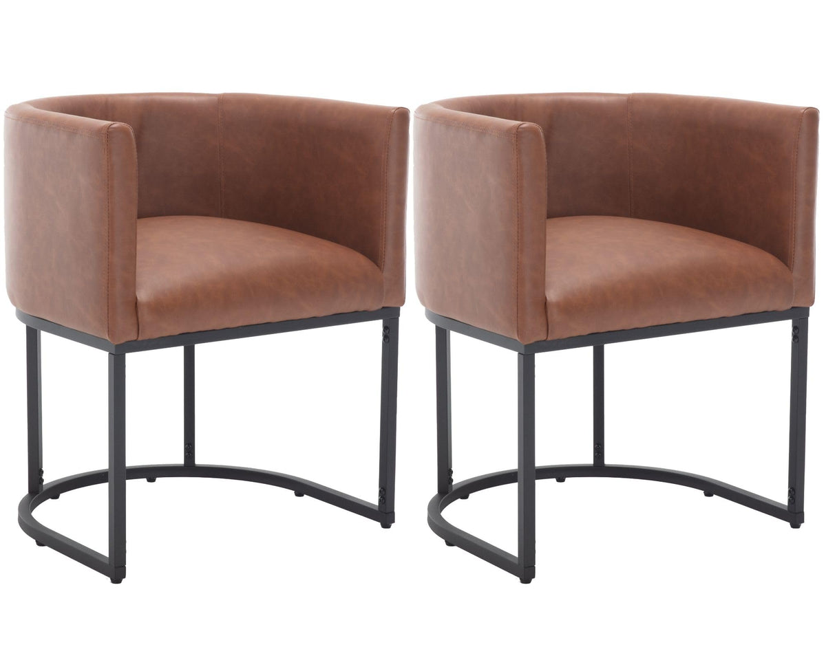 Vescasa Faux Leather Upholstered Dining Chairs With Barrel Back, Modern Padded Restaurant Chairs With Black Metal Frame For Kitc