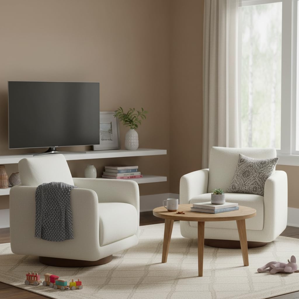 Modern Swivel Accent Chair, 360 Rotating Round Barrel Armchair with Performance Fabric Upholstery for Living Room, Bedroom, Offi