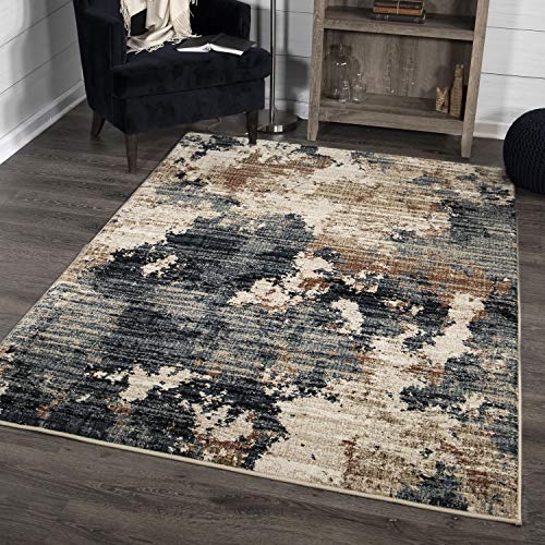 Orian Rugs Adagio High Plains - 6'5&quot; X 9'6&quot; Rectangle In Blue, Abstract Style Indoor Home Decor, Abstract Pattern, Plush Area Rug