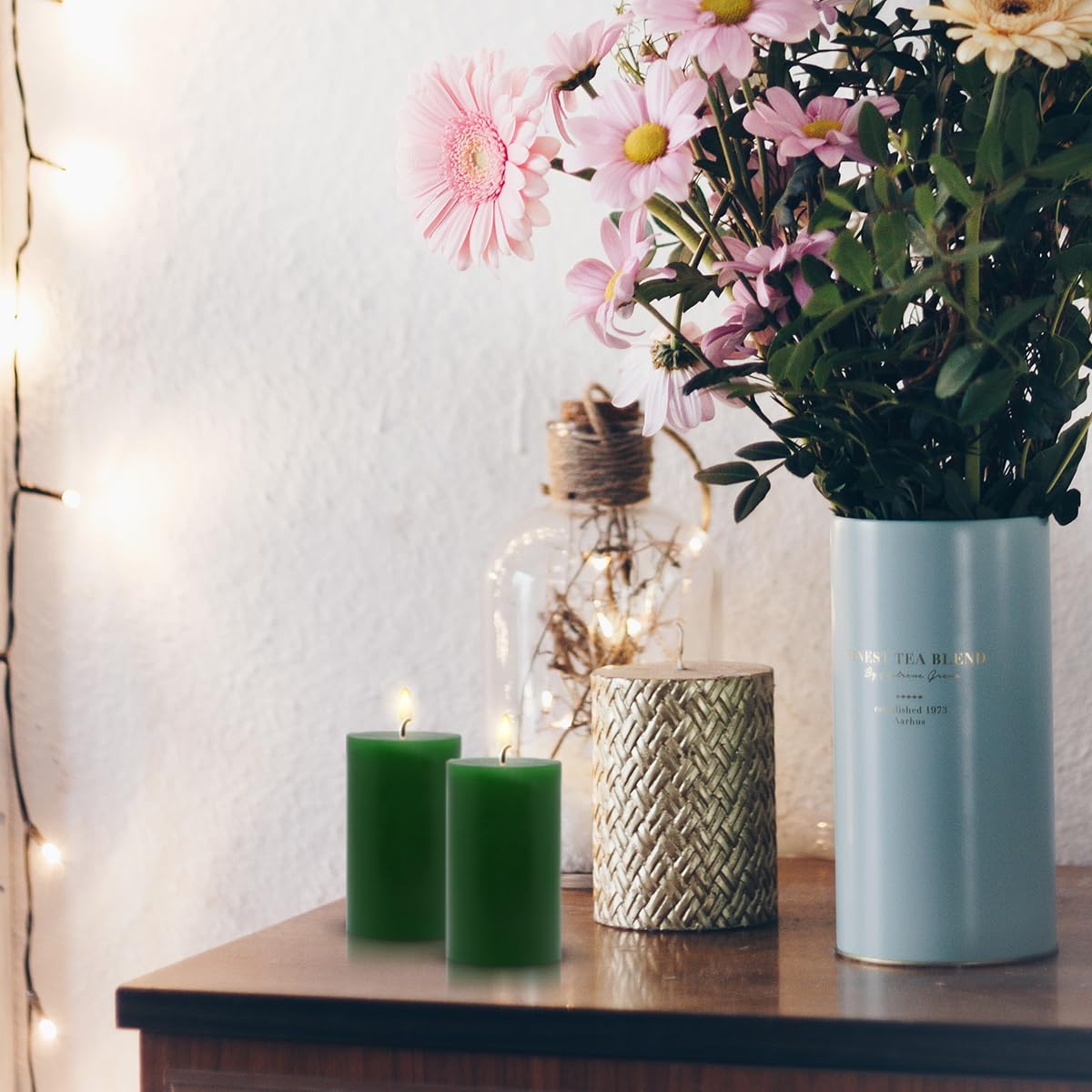 2X3 Inch Green Pillar Candles Small 24 Hours Unscented Dripless Column Candles For St. Patrick'S Day Home Dinner Table Christmas