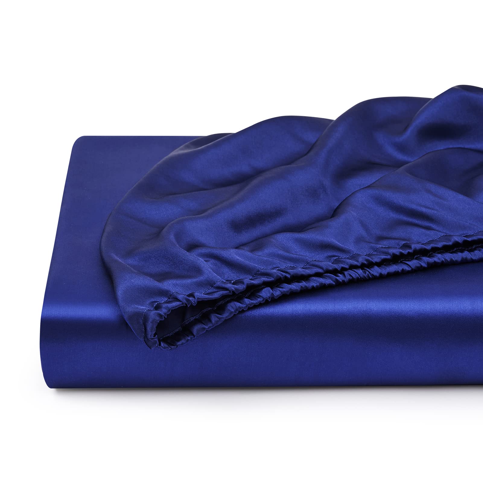 King Silk Satin Fitted Sheet, Soft Deep Pocket Single Bottom Bed Sheets Sold Separately, Wrinkle Free, Non- Fading, Breathable,