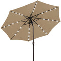 JEAREY 9FT Outdoor Patio Umbrella with Solar Lights, LED Lighted Pool Umbrella with Tilt and Crank, Outdoor Table Umbrellas for 