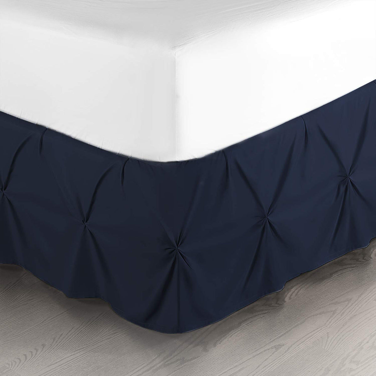 Nestl Navy Blue Bed Skirt Cal King Size, Pinch Pleat Cal King Bed Skirt, 14' Inch Drop Cal King Bedskirt, Hotel Quality Navy Bl