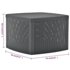 vidaXL Side Table Garden Coffee Table Living Room Table Outdoor Patio Table Storage Anthracite 54 x 54 x 36.5 cm Plastic