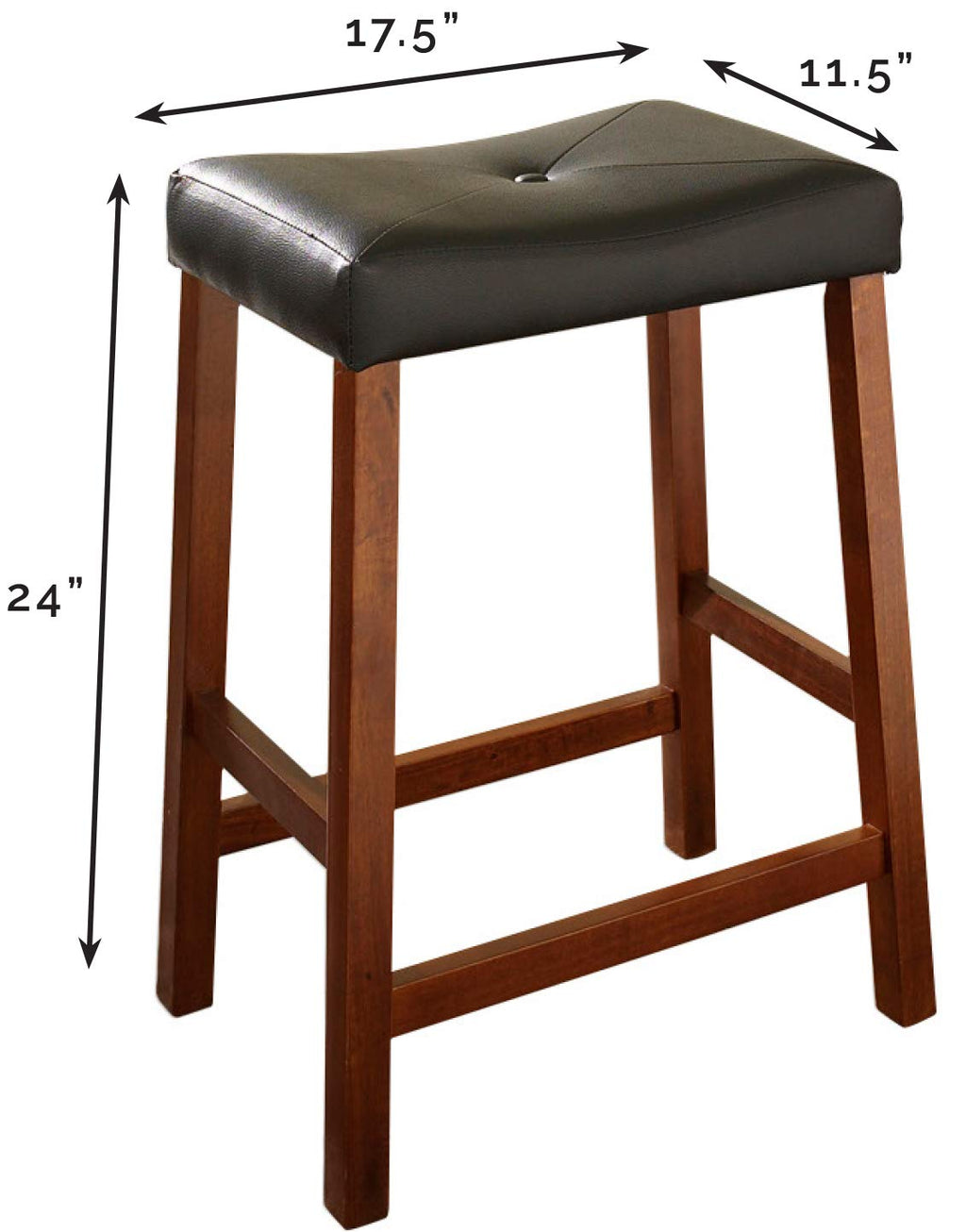 Crosley Furniture Upholstered Saddle Seat 24 Inch Barstool In Vintage Mahogany (Set Of 2)