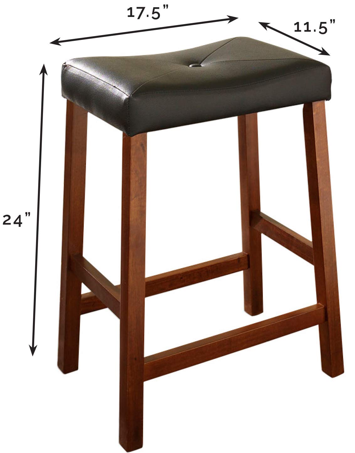 Crosley Furniture Upholstered Saddle Seat 24 Inch Barstool In Vintage Mahogany (Set Of 2)