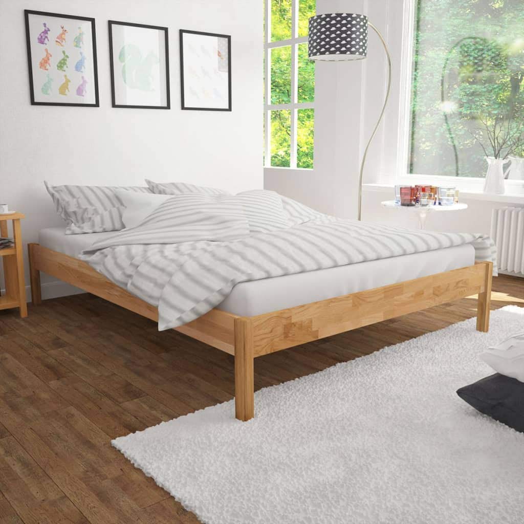 vidaXL Bed Frame, Platform Bed Frame with Wooden Legs, Double Bed Base Solid Wood Foundation for Bedroom, Solid Wood Oak 59.8&quot;x79.9&quot;