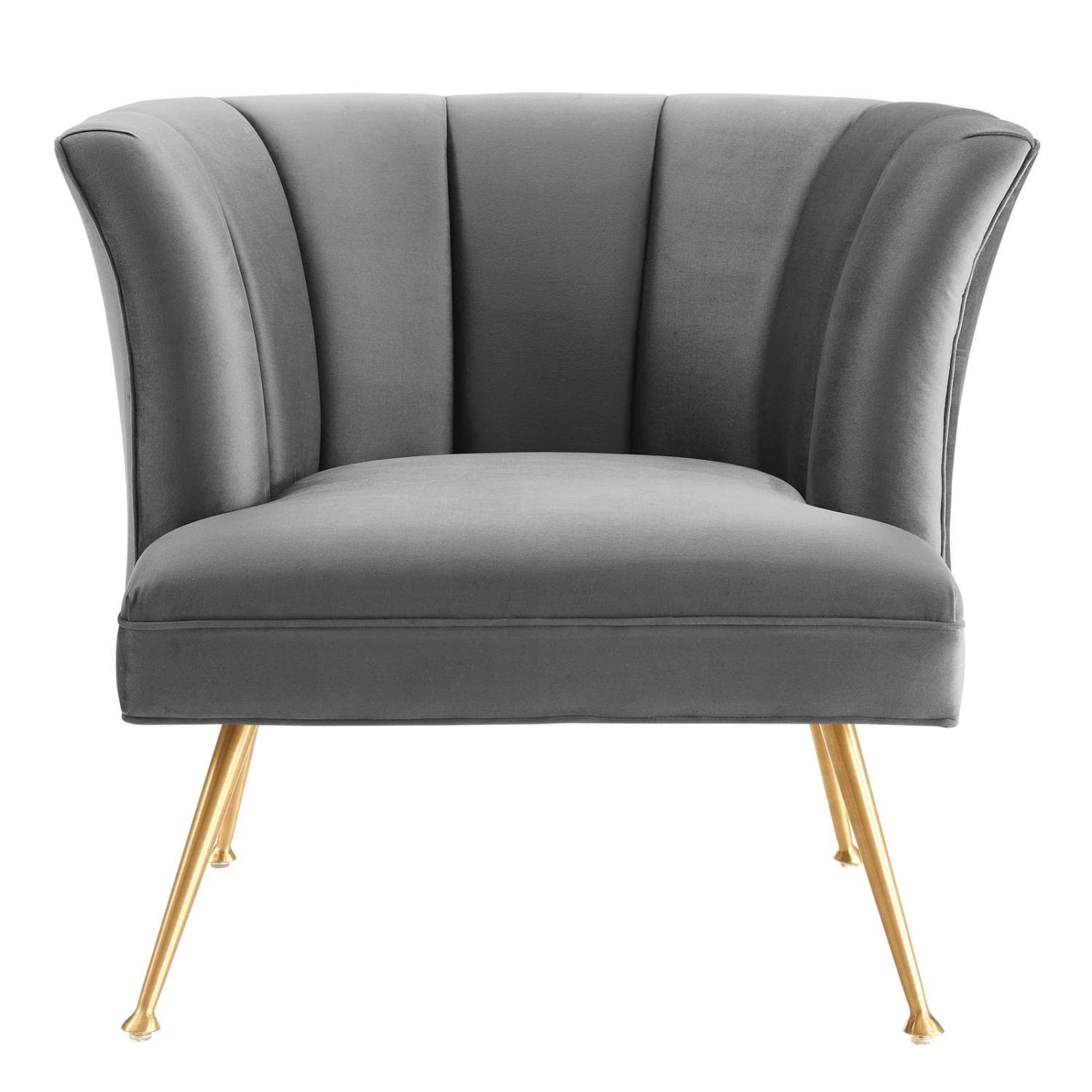 Modway Veronica Modern Channel Tufted Performance Velvet Armchair In Gray
