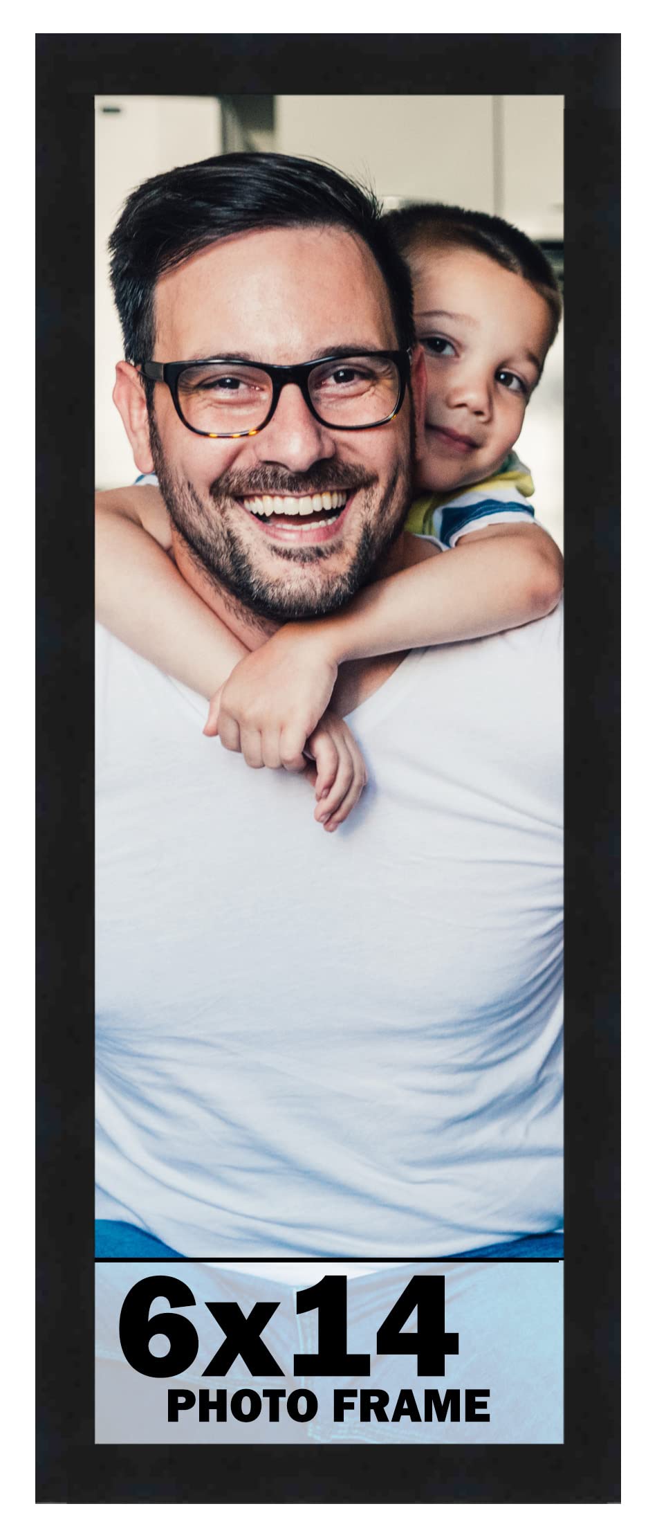 CountryArtHouse 6x14 Frame Black Solid Pine Wood Picture Frame Includes UV Acrylic Plexiglass, Acid Free Foam Backing Board and 