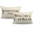 2Pack Lake House Decor Pillow Covers Double-Sided Printed White Welcome To The Lake House Rectangular/Waist Cushion Cover Nautic