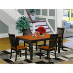 East West Furniture LGWE5-BCH-W 5 Piece Dining Room Furniture Set Includes a Rectangle Kitchen Table with Butterfly Leaf and 4 Dining Chairs, 42x84 Inch, Black & Cherry