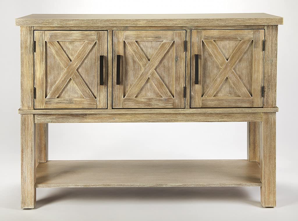 HomeRoots Natural Wood Acacia Wood, Birch Veneer, MDF, Plywood Chateau Urban Gray Buffet