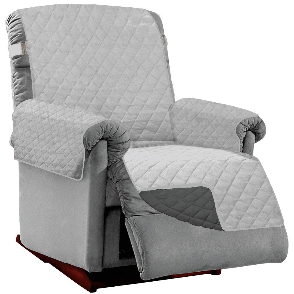 Sofa Shield Recliner Slip Cover With Patented Strap, Cushion Protector, Reversible Stain, Dog Tear Resistant Slipcover, Quilted