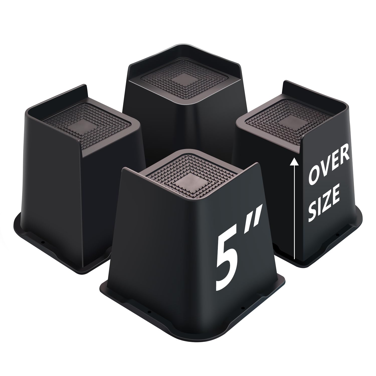Sunifier Bed Risers 5 Inch Heavy Duty 4 Pack, L Shape Furniture Risers Support 5000Lbs, Oversized Lifts Risers For Dorm Beds Fra