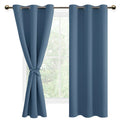 DWCN Blackout Curtains for Bedroom with Tiebacks - Room Darkening Privacy Grommet Top Window Curtains for Living Room, 42 x 72 i