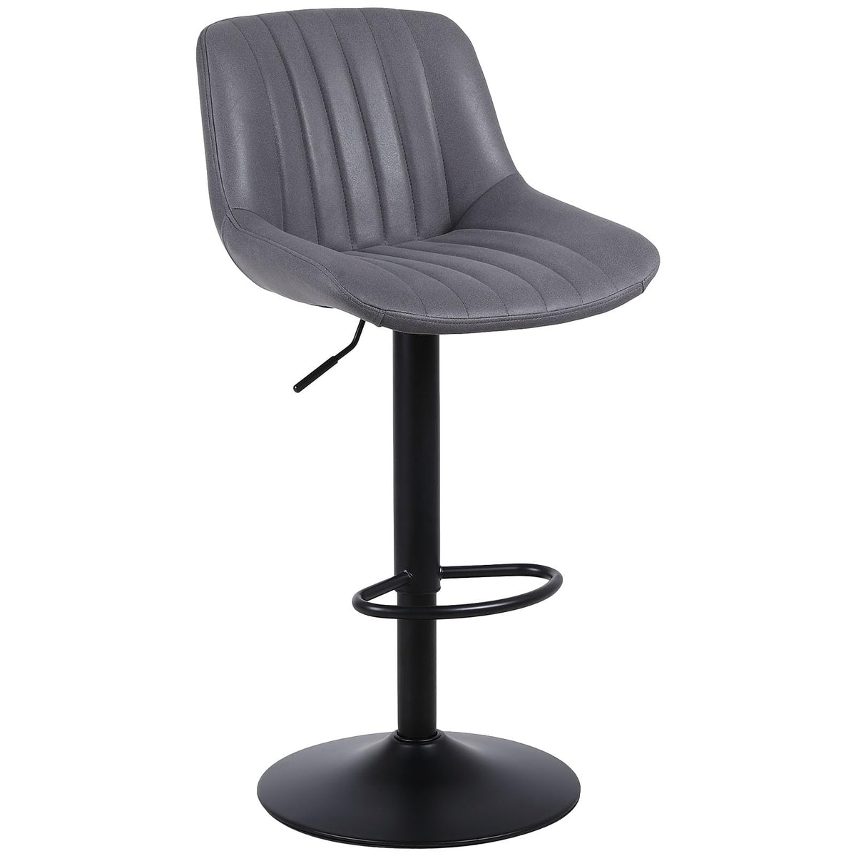 Youhauchair Bar Stools Set Of 1, Swivel Counter Height Barstools With Back, Adjustable Pu Leather Bar Chairs, Modern Armless Kitchen Island Stool, Dark Grey