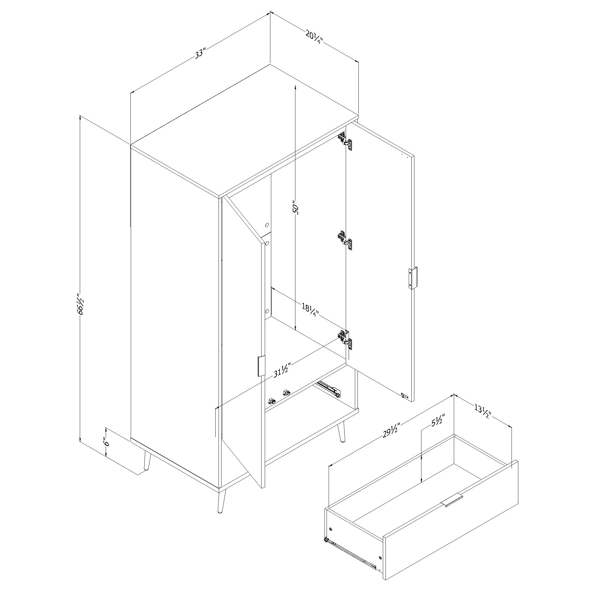 South Shore Furniture Oxford Wardrobe Armoire with Doors and Drawer, Natural Mango